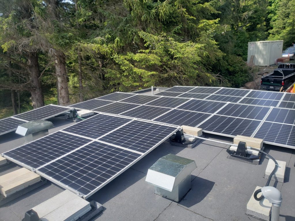 Flat roof solar panel installation in Sooke BC