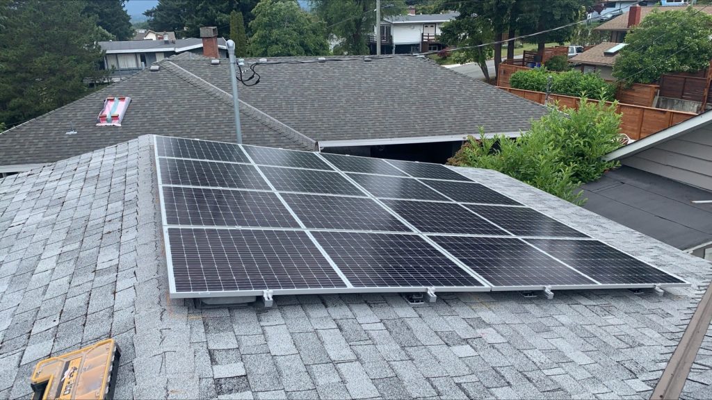 Rooftop solar panel installation in Port Alberni BC